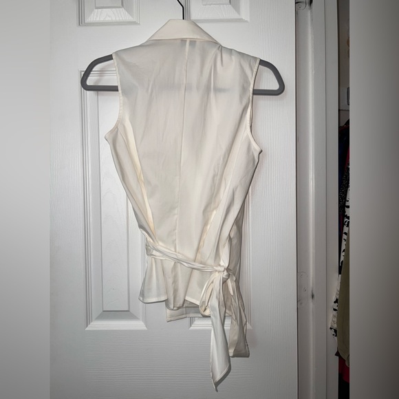 Ann Taylor LOFT White Collared Wrap Top, Size 4 - Picture 3 of 3